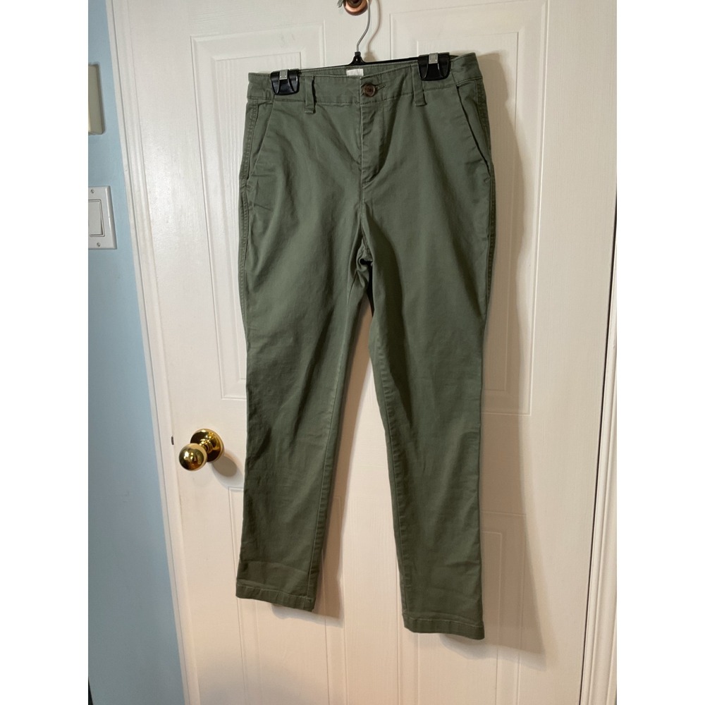 Gap Girlfriend Khaki Pants Womens 2 Green Excellent Tapered Chino Stretch